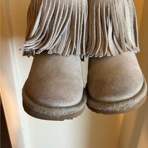 Ugg Fringe Suede Boots in Taupe